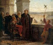 Wojciech Gerson Sigismund the Old with Staeczyk at the Wawel Castle oil